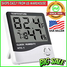 THERMOMETER INDOOR Digital LCD Hygrometer Temperature Humidity Meter Alarm Clock picture