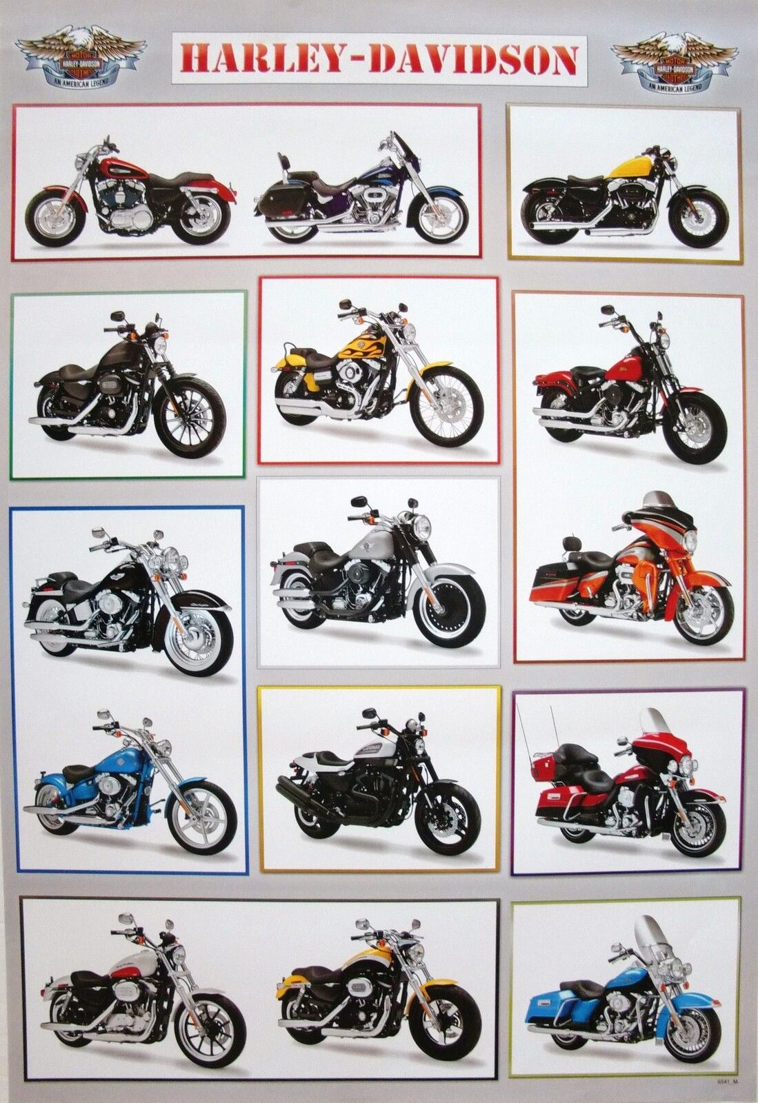 HARLEY DAVIDSON MOTORCYCLE POSTER: 15 CLASSIC, BEAUTIFUL, BIG BIKES