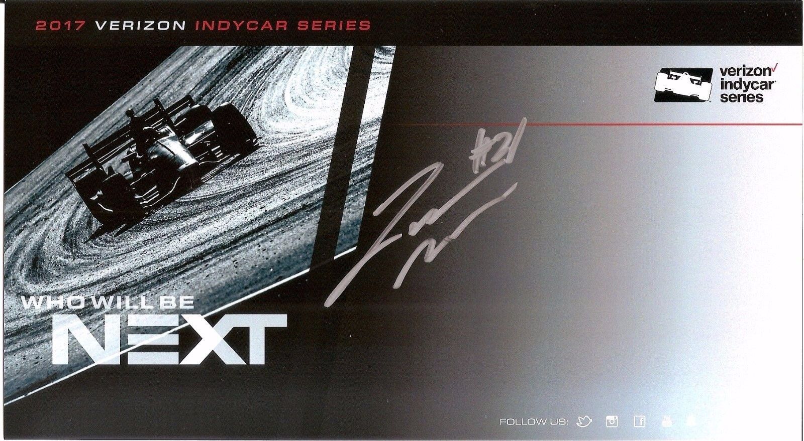 2017 ZACH VEACH signed INDY CAR SERIES PHOTO CARD POSTCARD INDIANAPOLIS 500 wCOA