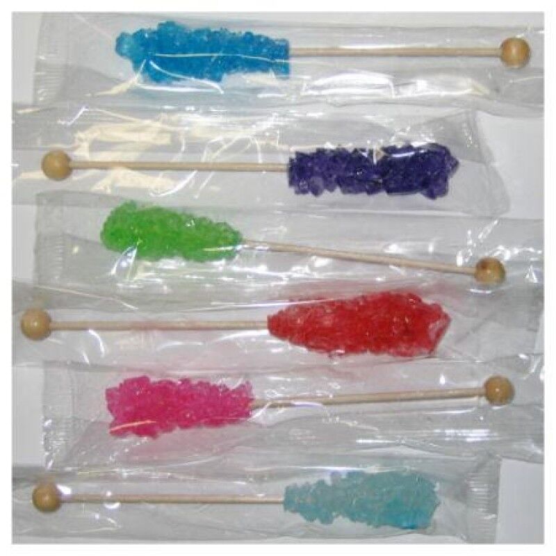 12 PIECE ASSORTED FLAVOR ROCK CANDY WRAPPED SWIZZLE STICKS PARTY GIFTS GOODY BAG