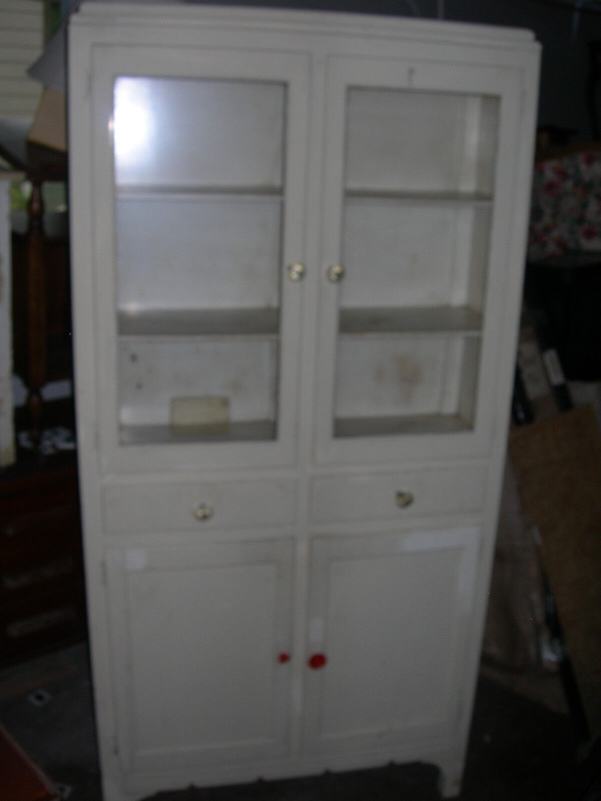 Antique Vintage H J Scheirich White Kitchen Cabinet Pantry 