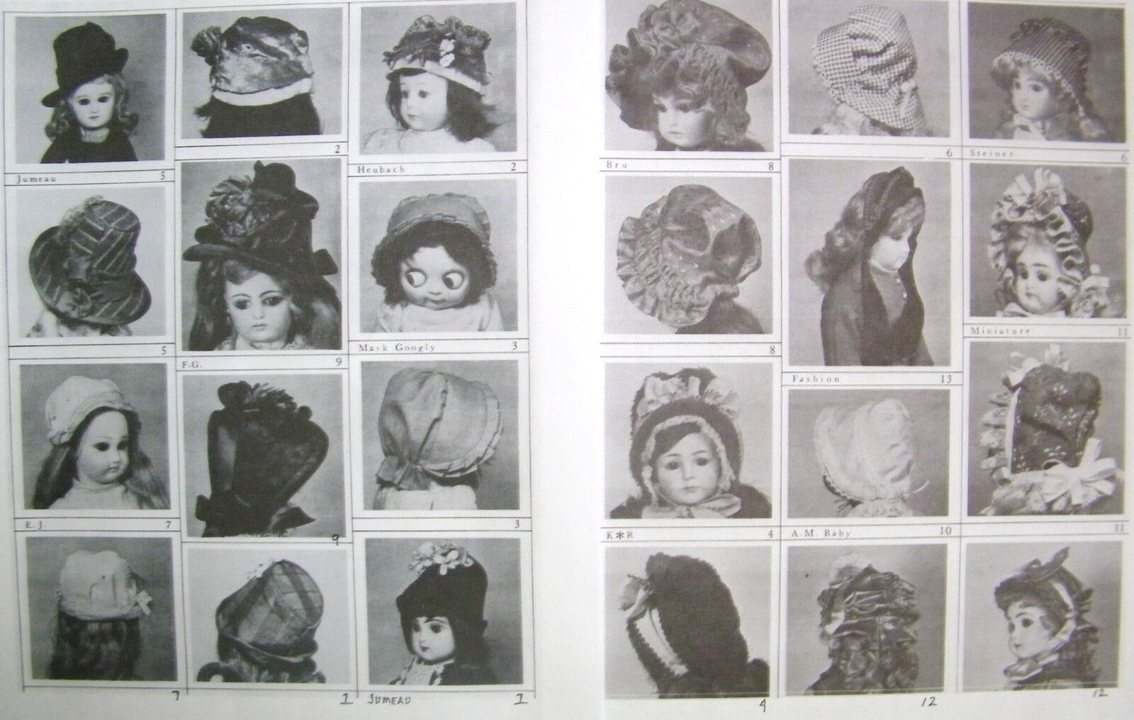 14) MIGNONETTE  DOLL HAT PATTERNS FOR SMALL BISQUE,COMPO FRENCH,GERMAN DOLLS
