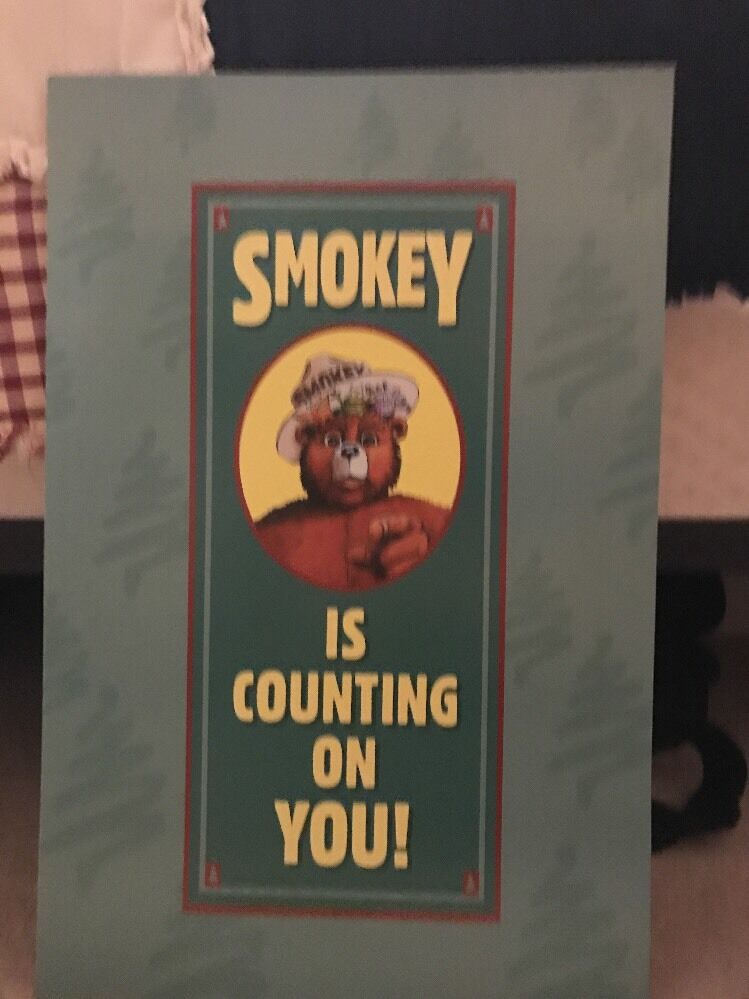 SMOKEY BEAR CARDBOARD POSTER SMOKEY IS COUNTING ON YOU  CRISP CONDITION