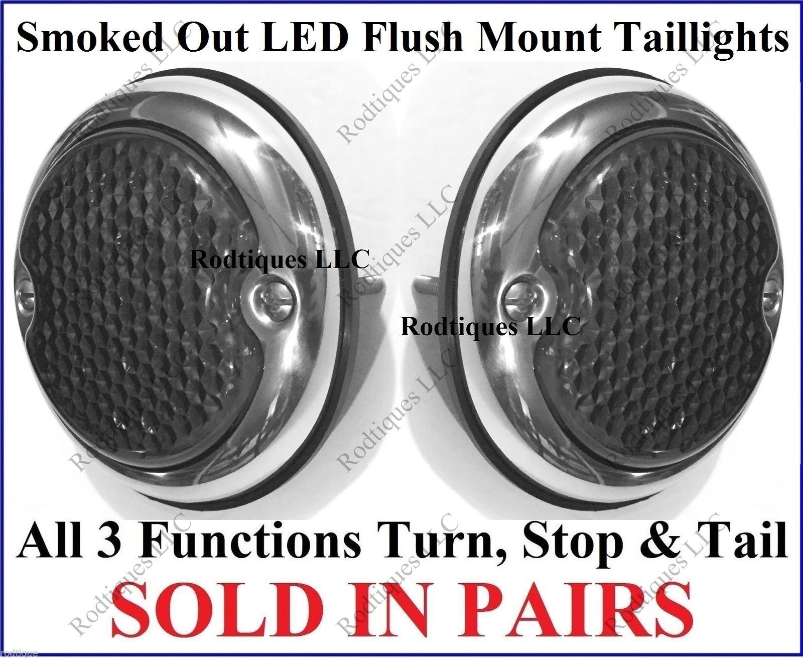 Flat Mount Smoked Out LED Taillights Roll Pan Bumper Custom Dodge Truck F3336S