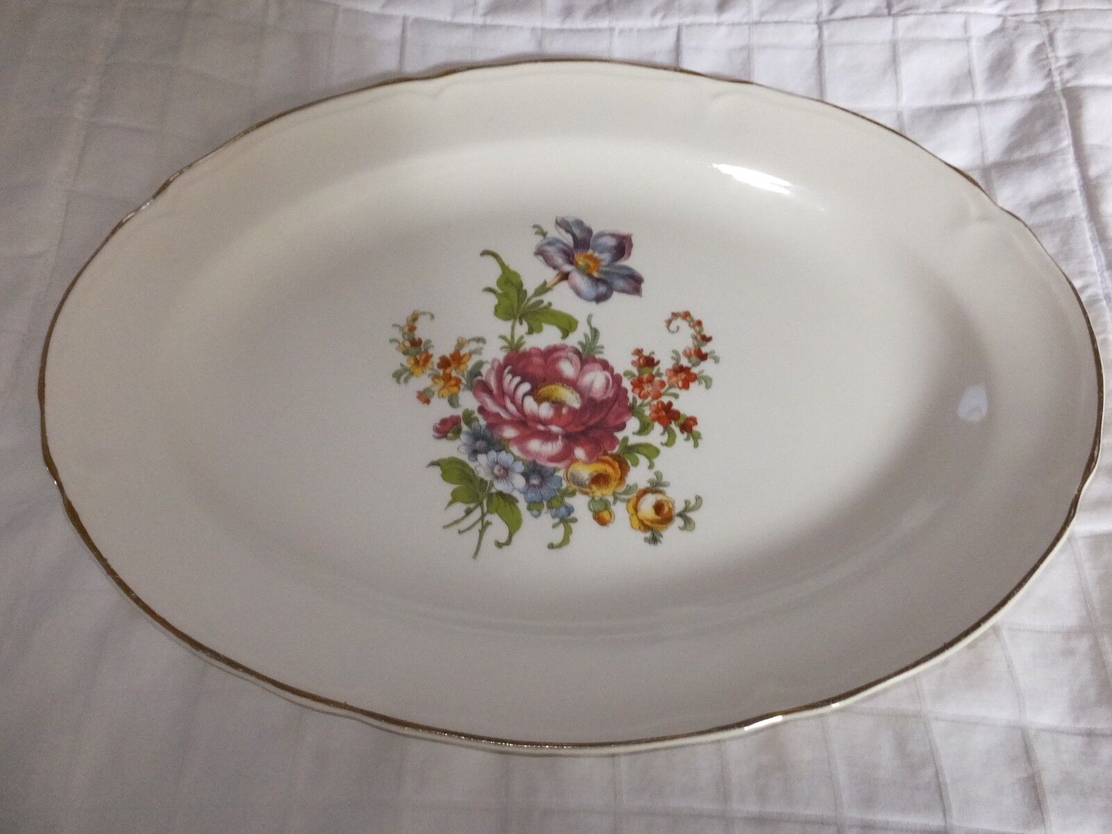   Knowles, platter, Lotus , Cunningham & Pickett, hand decorated Great AAA