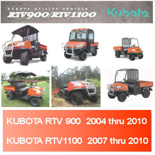 Kubota RTV 1100-900 Factory Digital Service Manual Repair 2004 thru 2010 PDF CD