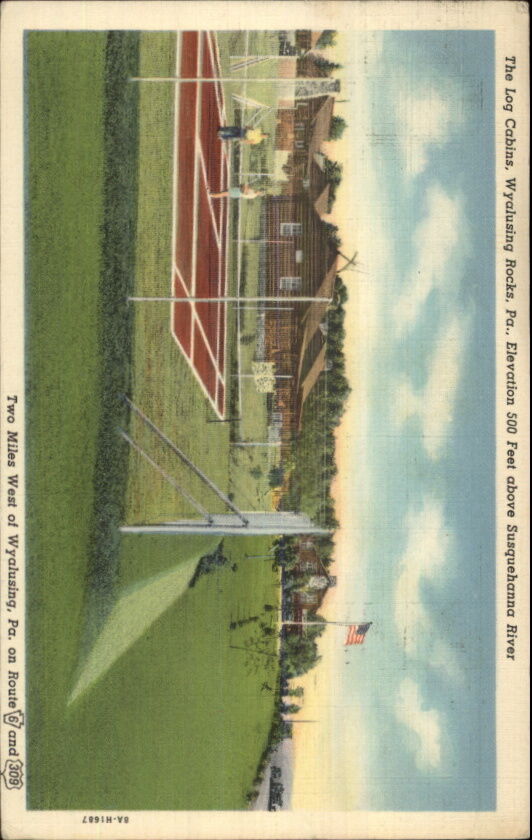 Wyalusing PA Log Cabins Tennis Courts Postcard