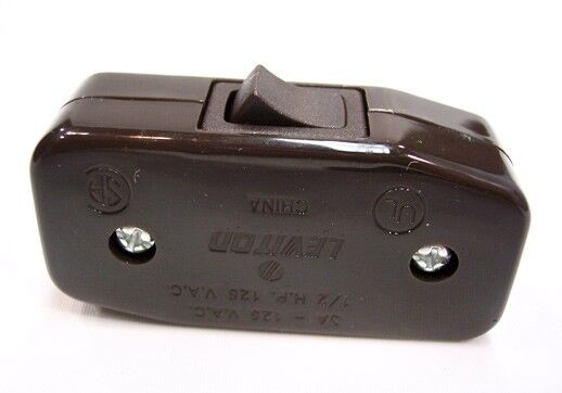 Cord Switch BROWN - UL Listed - Leviton Brand - Inline Cord Switch - Lamp Switch