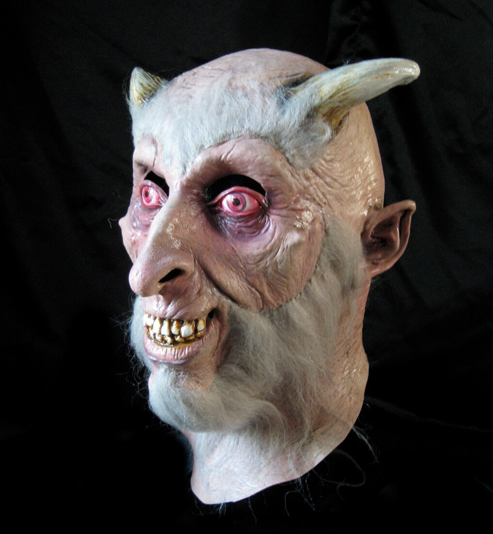 Wicked Evil Old Man Devil White Beard Satyr Faun Adult Latex Halloween Mask
