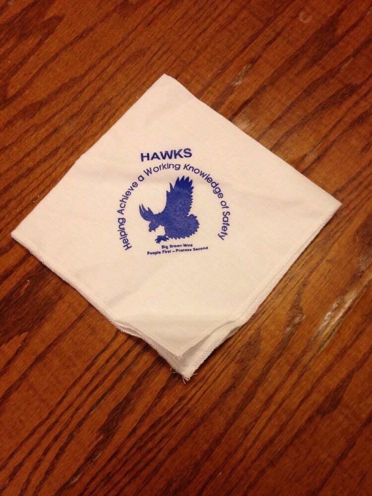 Big Brown Coal Mine Fairfield Texas Safety HAWKS Handkerchief Giveaway Item