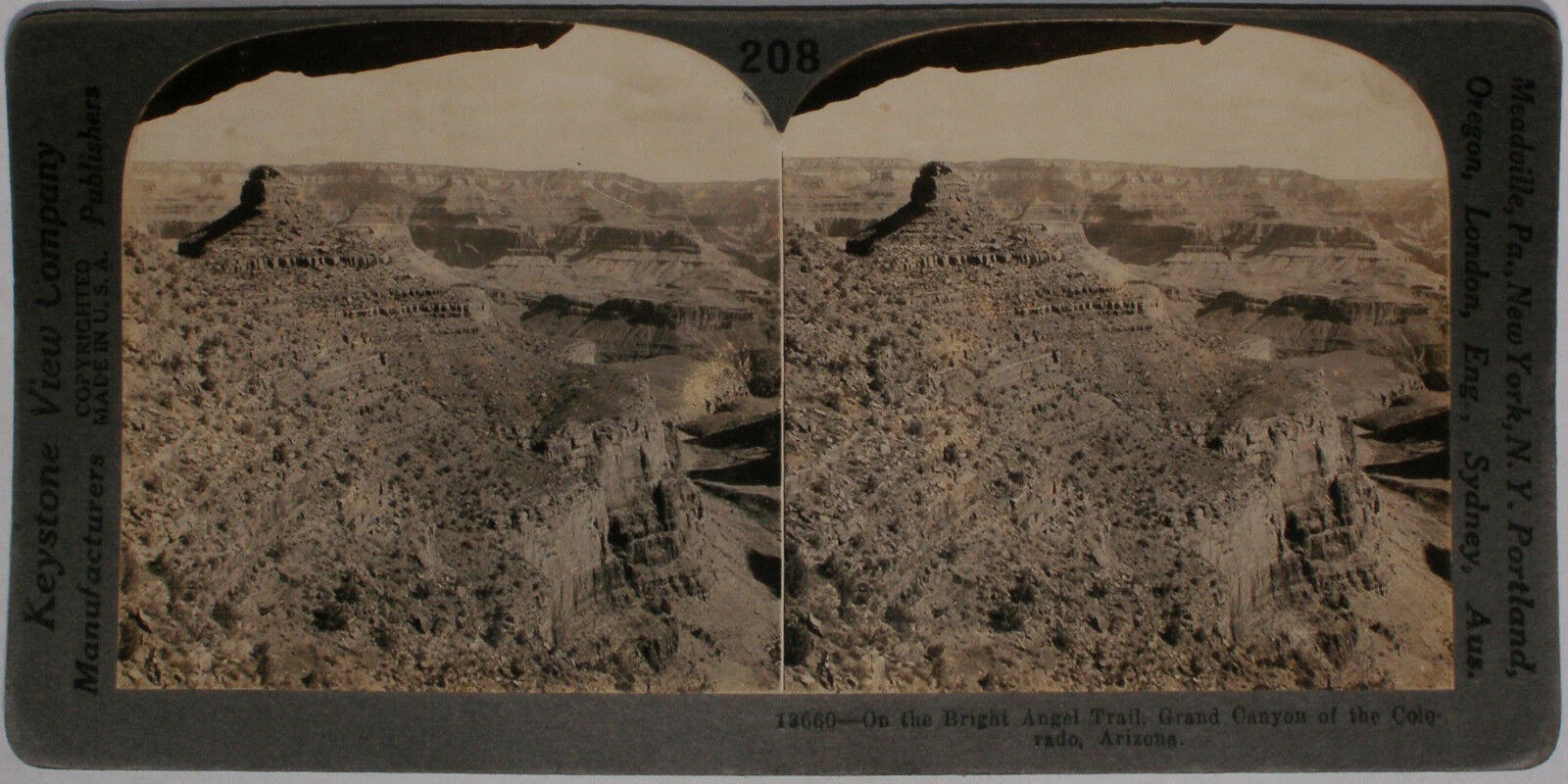 Keystone Stereoview Bright Angel Trail, Grand Canyon, AZ 1910’s Education Set A 