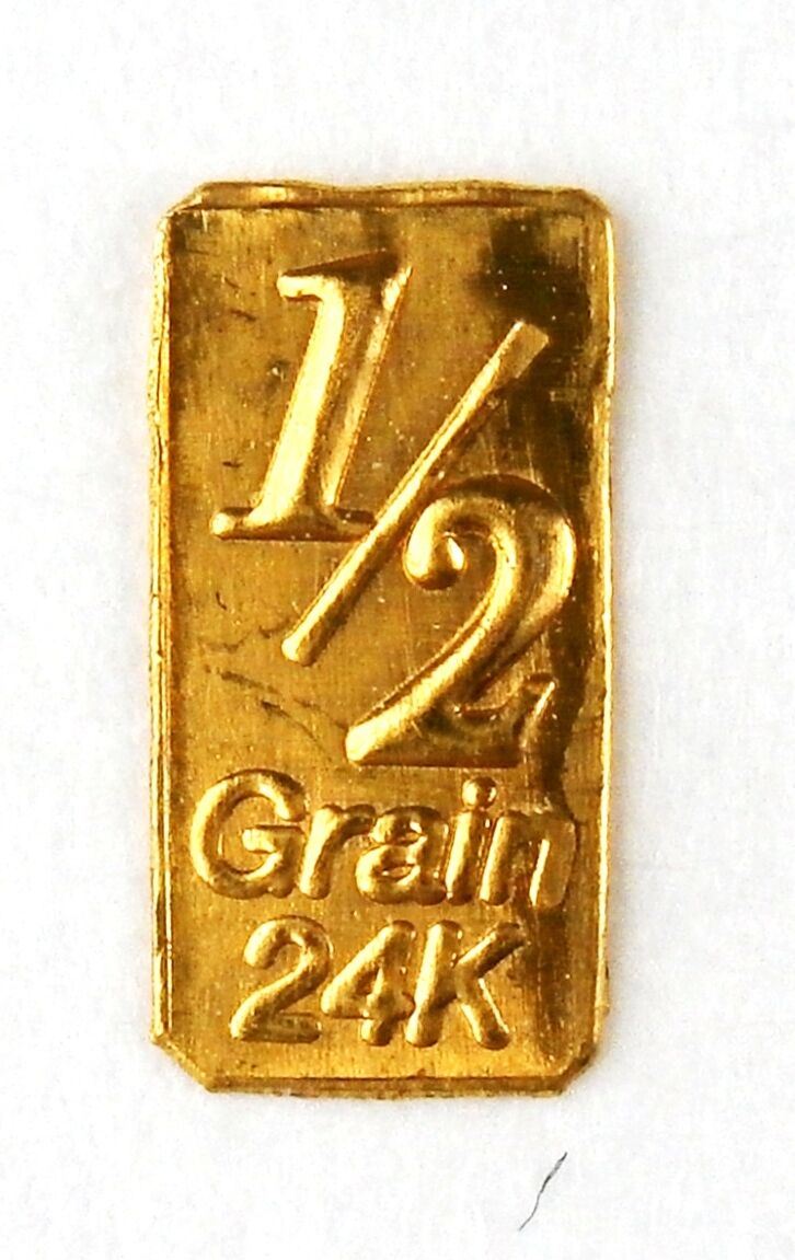 1/2 Gn(NOT GRAM)GOLD BAR OF 24K PURE .999 FINE GOLD STRATEGIC BULLION L26c