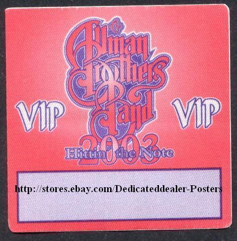 ALLMAN BROTHERS backstage pass Tour Satin Cloth VIP 03