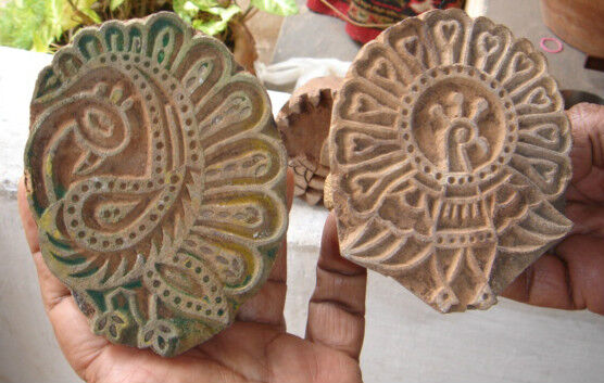 INDIA - WOODEN HAND PRINTING BLOCK - 9  IN 1 LOT 