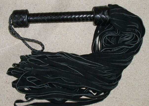 NEW HEAVY Black Leather Flogger Suede - 72 TAILS - THUDDY HORSE TRAINING TOOL