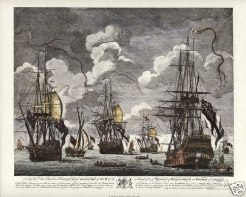 Bataille De Cape Finisterre 1747 - Maritime Naval Art Imprimés - Ensemble Quatre