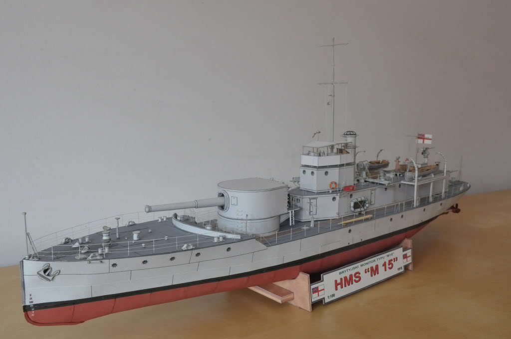1:100 British Royal Navy HMS M15 M15-class monitor DIY Handcraft Paper Model Kit