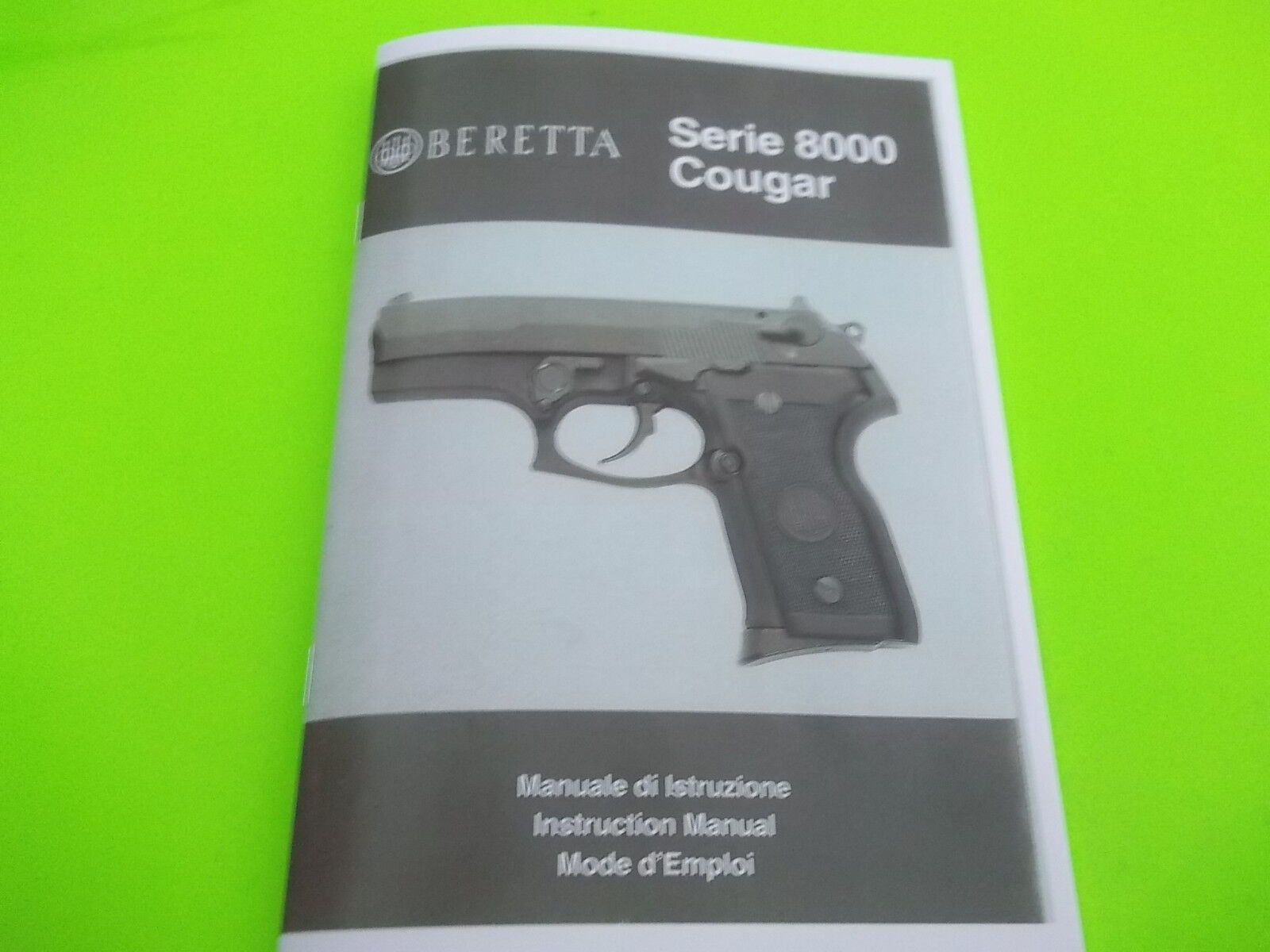 BERETTA COUGAR MODEL 8000 SEMI-AUTO PISTOL OWNERS MANUAL, 64 pages of info