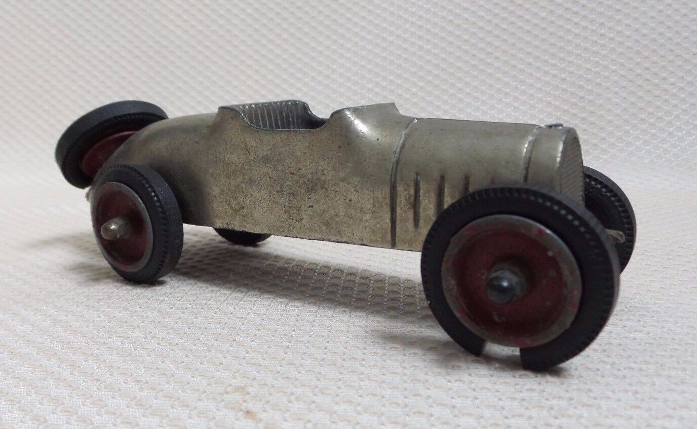 Awesome Rare Cast Iron/Pewter Open Cockpit Bobtail Race Car Toy - FAITH 1930
