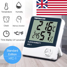 Indoor Digital Thermometer Temperature Humidity Meter Hygrometer with LCD Clock picture