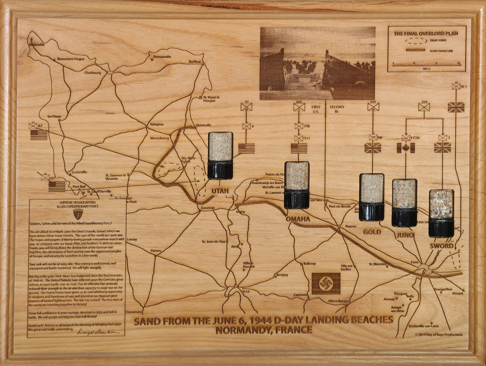 Final Overlord Plan Map June 6, 1944 D-Day Invasion Beach Sand From Normandy