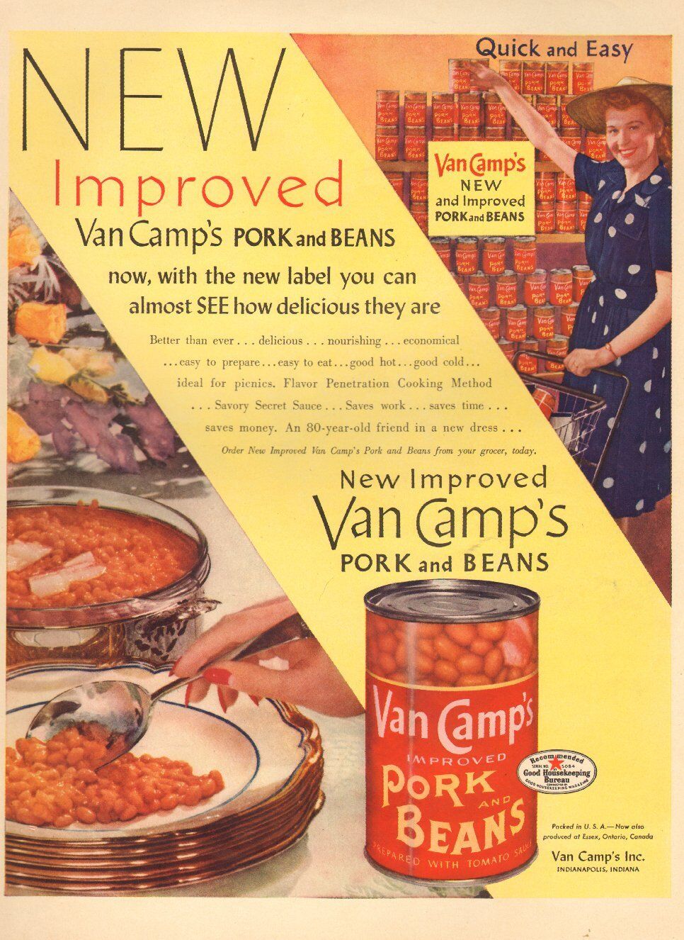 1941 Vintage ad for Van Camp\'s Pork and Beans`40\'s Fashion Bowl Spoon  (072116)