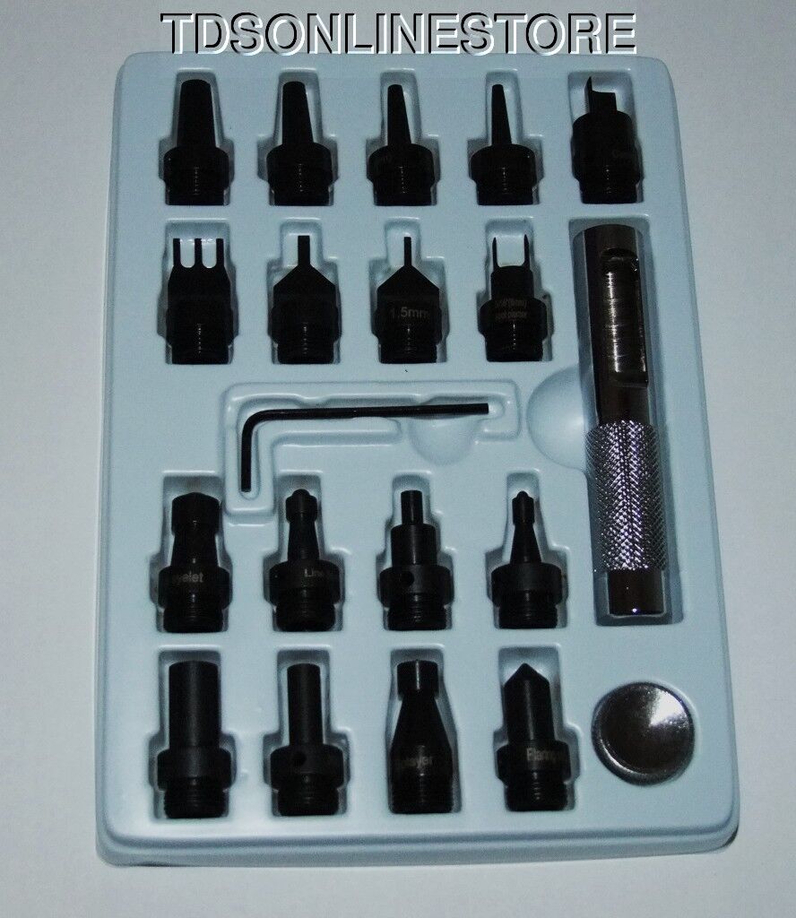 20 Piece Deluxe Interchangeable Leather Tool Kit Hole Punches Etc.