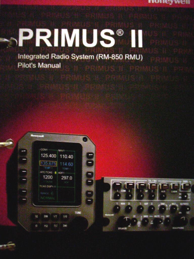 Honeywell Primus II Radios RM-850 RMU  Pilot\'s Operating Manual