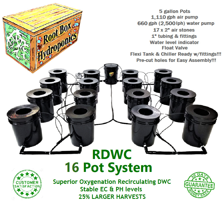 Root Box Hydroponics Grow 16 - 4 Row Recirculating Deep Water Culture RDWC 