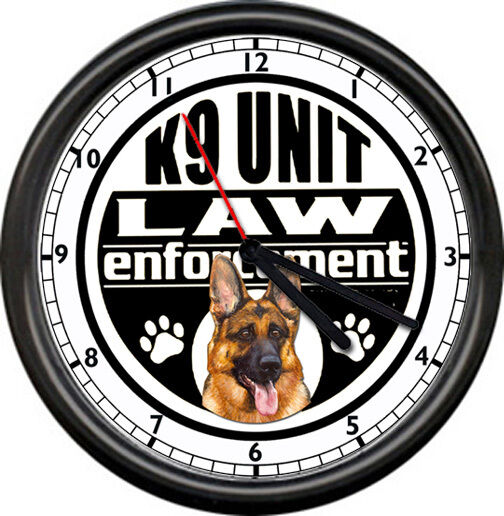 Police Officer K9 Unit German Shepherd Dog Law Enforcement Cop Sign Wall Clock