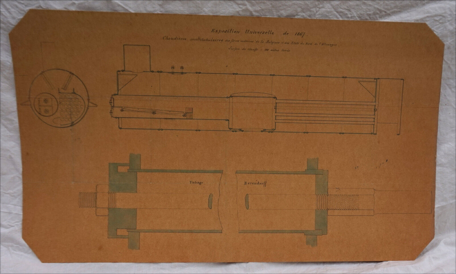 1867 Paris Universal Exhibition Steam Engine Prime Force Boiler Section Plan
