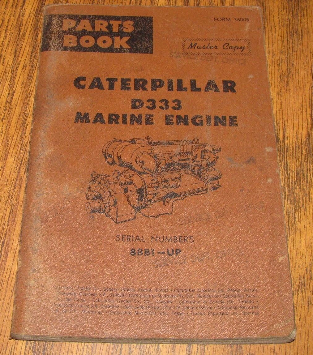 Caterpillar Cat D333 Engine Parts Book Catalog Manual Dated 1965  88B1-up