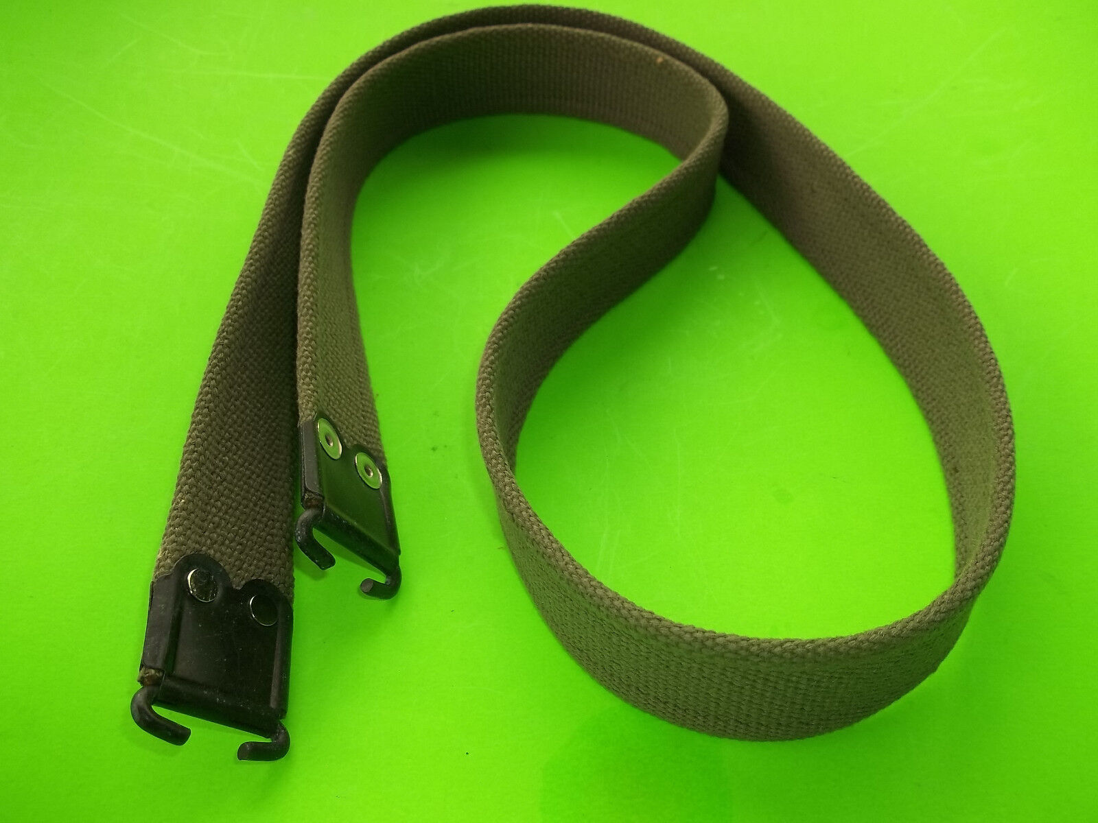 Used Classic British  SMLE Enfield Canvas BRI Green Rifle Sling with steel tabs