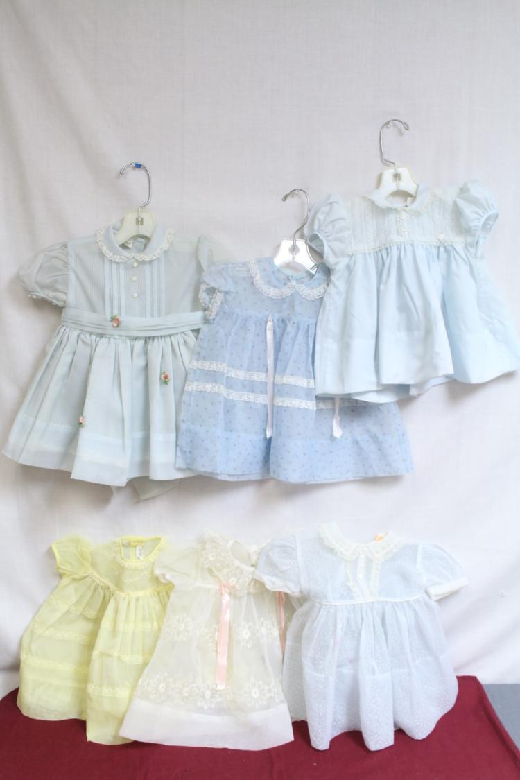 Vintage Lot of 6 1950s Nylon Toddler Girl Dresses Lot 190