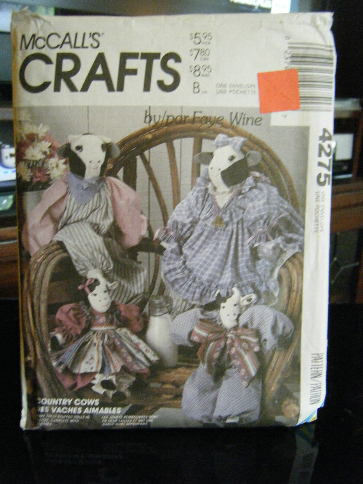 McCall\'s Crafts Faye Wine 4275 Country Cow Dolls & Clothes Pattern