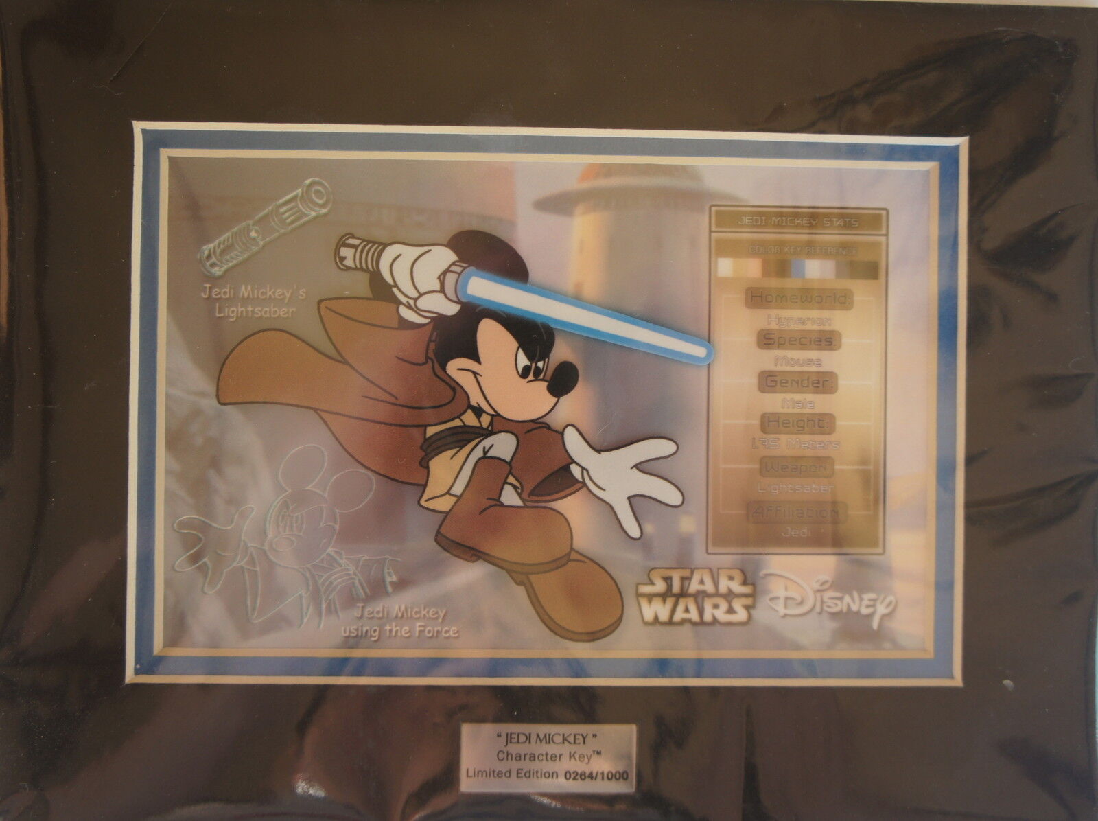 Jedi Mickey Character Key Cel Limited Edition Certificate Of Authenticity 