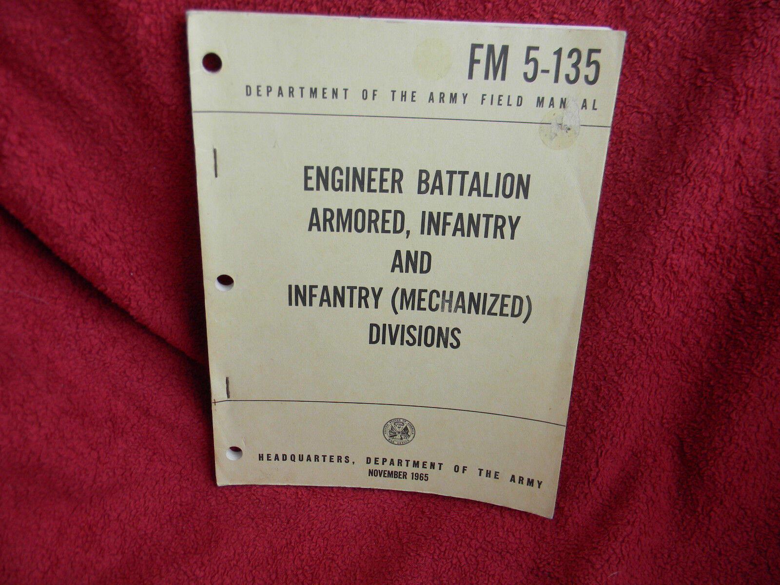 1965 ENGINEER BATTALION ARMORED, INFANTRY & INFANTRY (Mechanized) FM 5-135 #221
