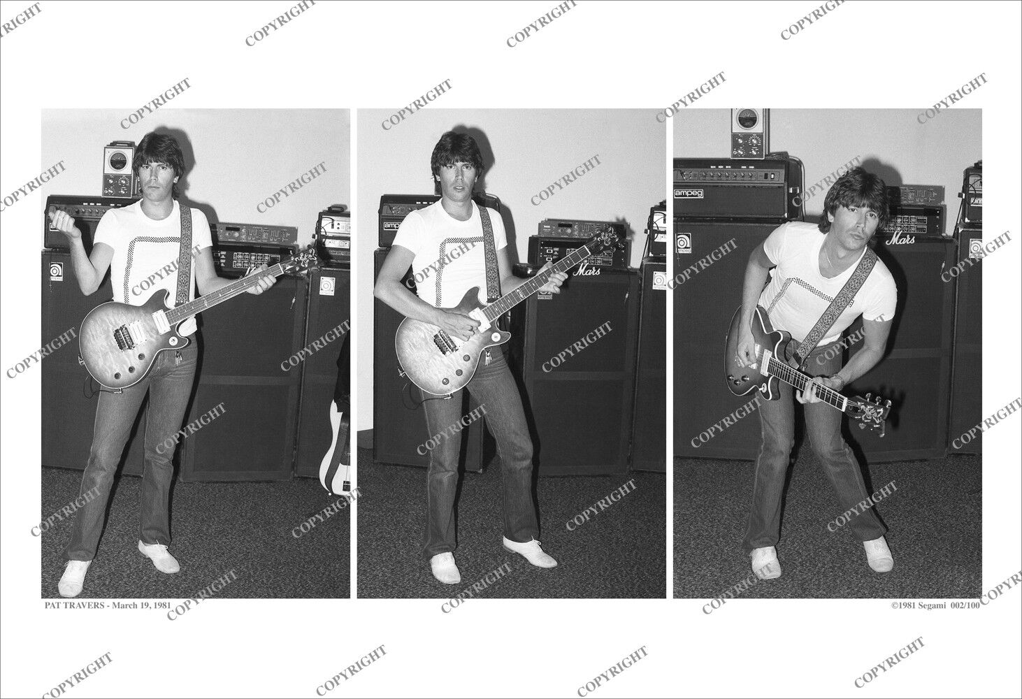 Pat Travers 1981 3-FRAME PHOTO SEQUENCE Rehearsal/Numbered/Limited Ed/no-cd/lp