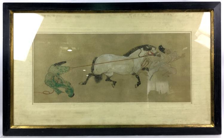 17th-18th C. Japanese Horse Training Painting Lot 1150