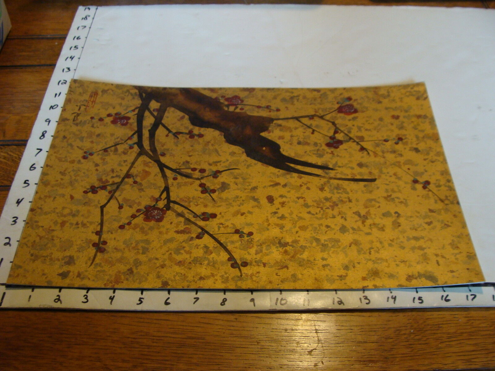 Vintage Asian art work: TREE, on thick board #2