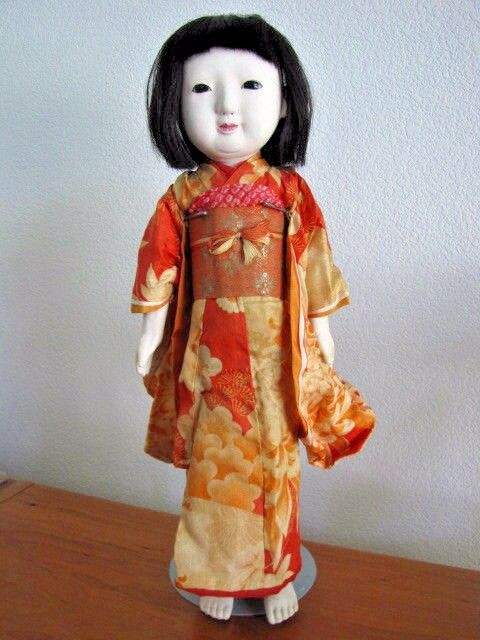 Antique Japanese Geisha Ichimatsu Ningyo Singing Doll Gofun  50cm 19.75\