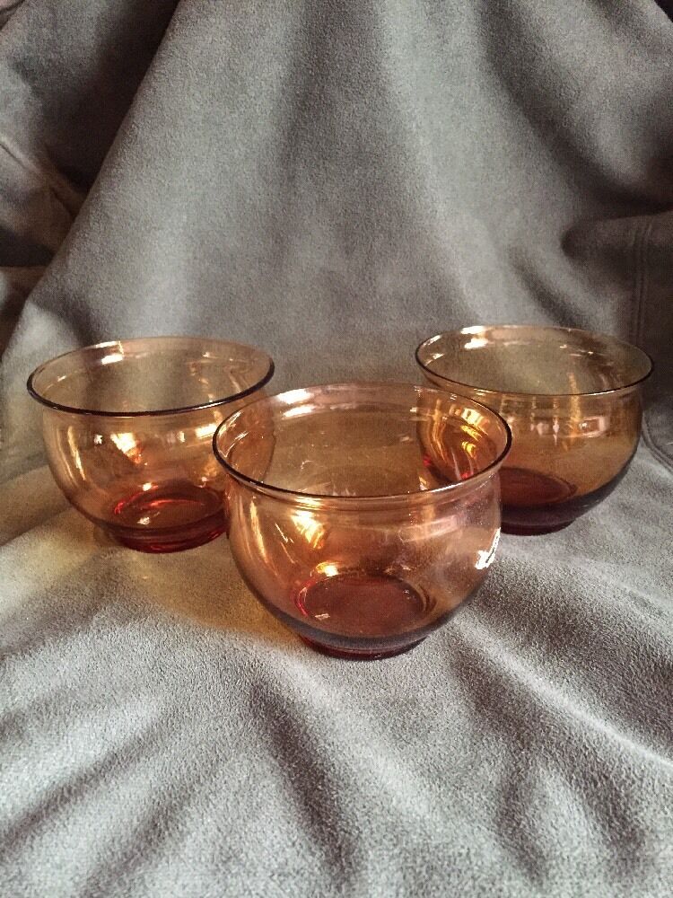 3 Cambridge Glass Amber Bowls