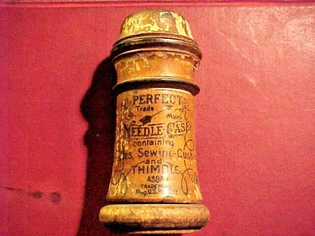 RARE Antique Wooden Perfect Needle Case Thimble Cushion Germany #H59