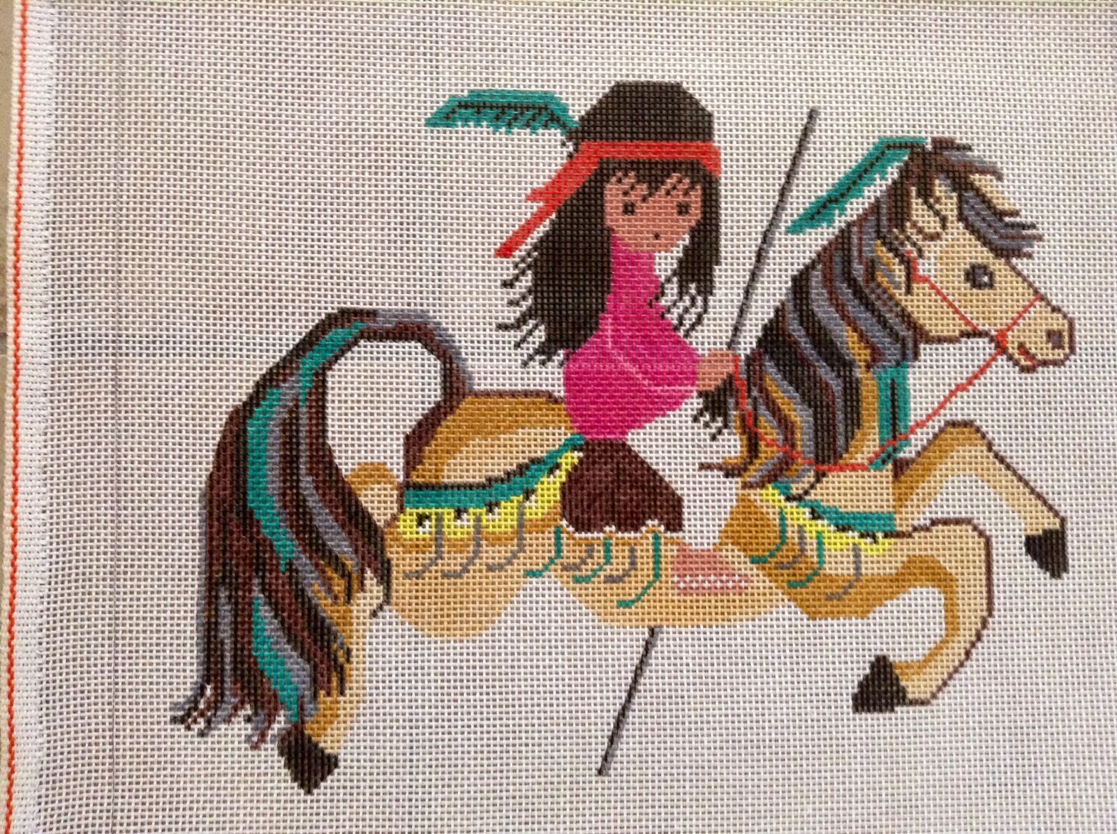 DeGrazia Needlepoint Canvas Hand-painted A Merry Little Rider Sundance Designs