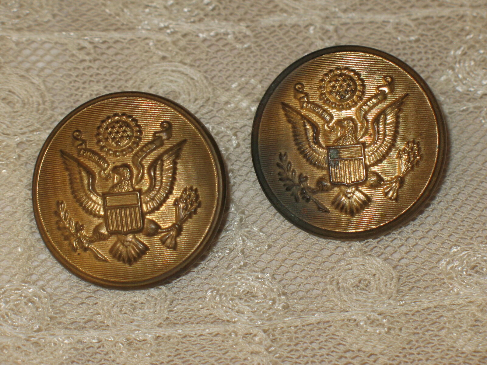 2 G J & F PARIS BACK Buttons US Military French Lion Passant 4 Leaf Clover WWI