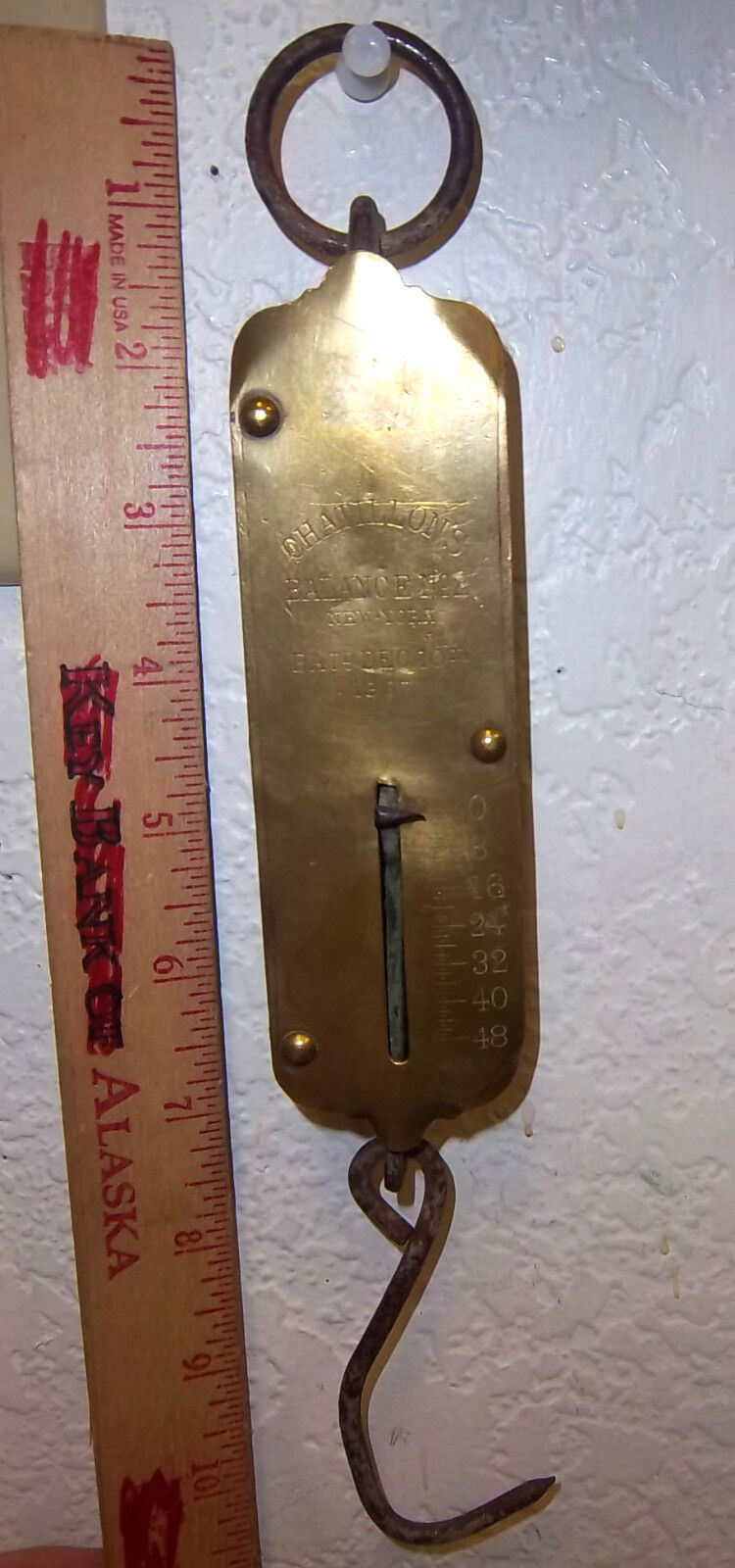 vintage Chatillons Ballance #2 48 pound brass scale, 1867 patent date, New York