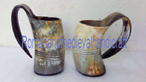 Pair of Norwegian Viking Drinking Horn Mug cup for beer wine mead ale 750 mlA1