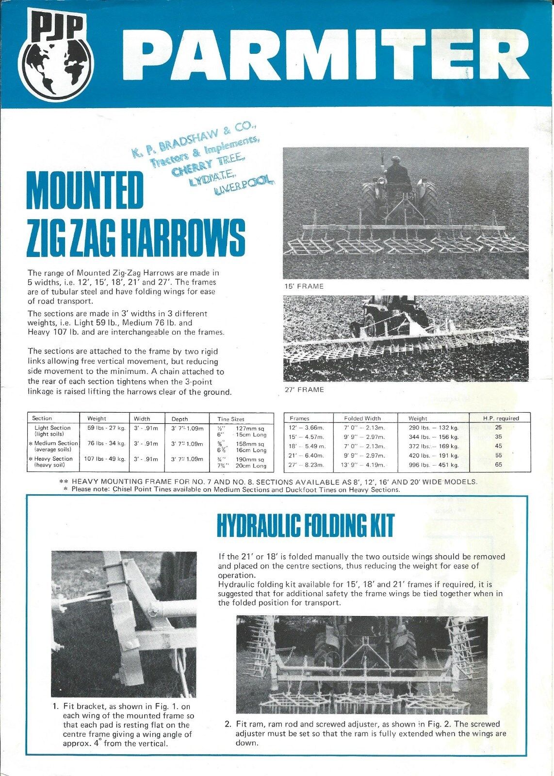 Farm Implement Brochure - Parmiter - Zig Zag Harrows - Mounted Trailed (F4654)