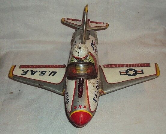 1960 OLD VINTAGE NOMURA BATTERY OPERATED XF-160 USAF FIGHTER PLANE MADE IN JAPAN