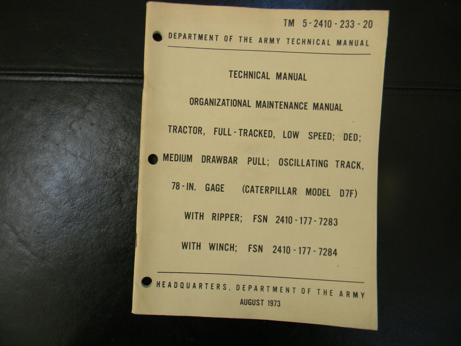 1973 TRACTOR, FULL-TRACKED, Low Speed TM 5-2410-233-20 Tech Manual